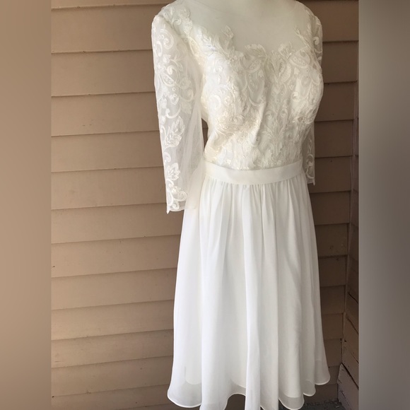 NWT. JJ’S House formal white dress, size: 16 / Length 412 “ long. Ivory - Picture 1 of 16